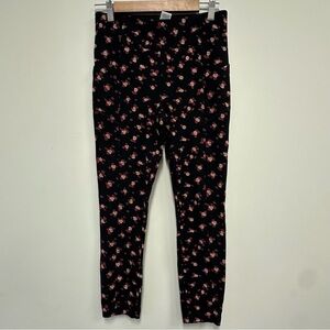 CAbi Black Leggings with Pink Floral Pattern